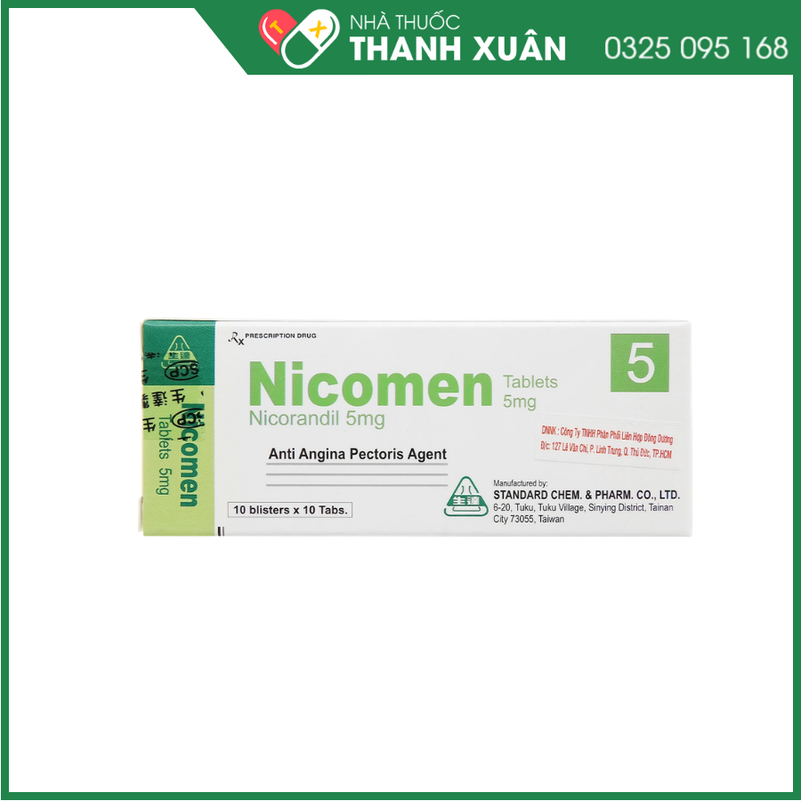 Nicomen Tablets 5mg trị đau thắt ngực